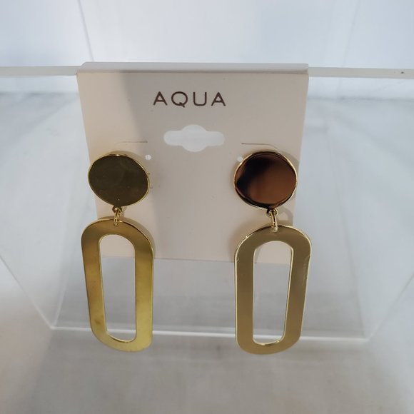 Aqua gold statement dangle earring - Picture 6 of 6